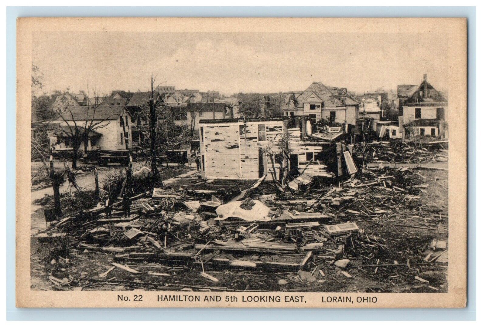 c1910's Hamilton And 5th Looking East Tornado Disaster Lorain Ohio OH Postcard