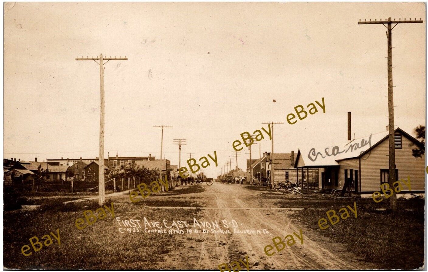 Postcard SD Avon, South Dakota; First Avenue East RPPC, 1910 Copyright Cm