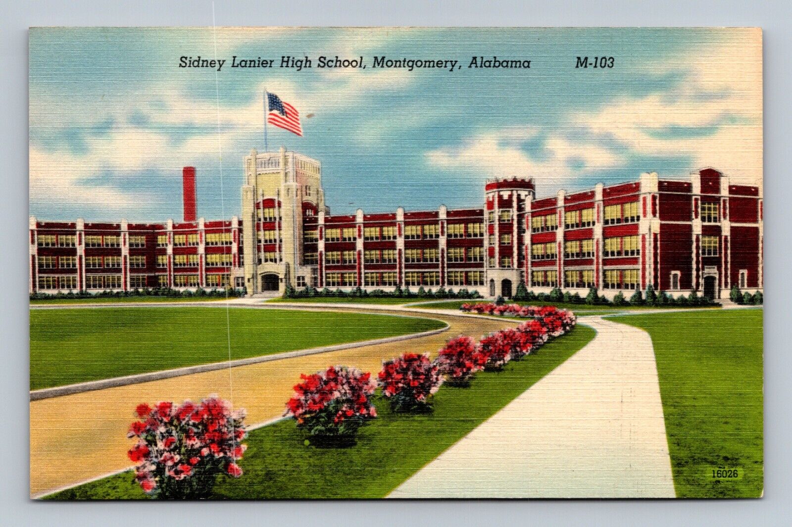MONTGOMERY, AL Alabama   SIDNEY LANIER HIGH SCHOOL  Linen Postcard