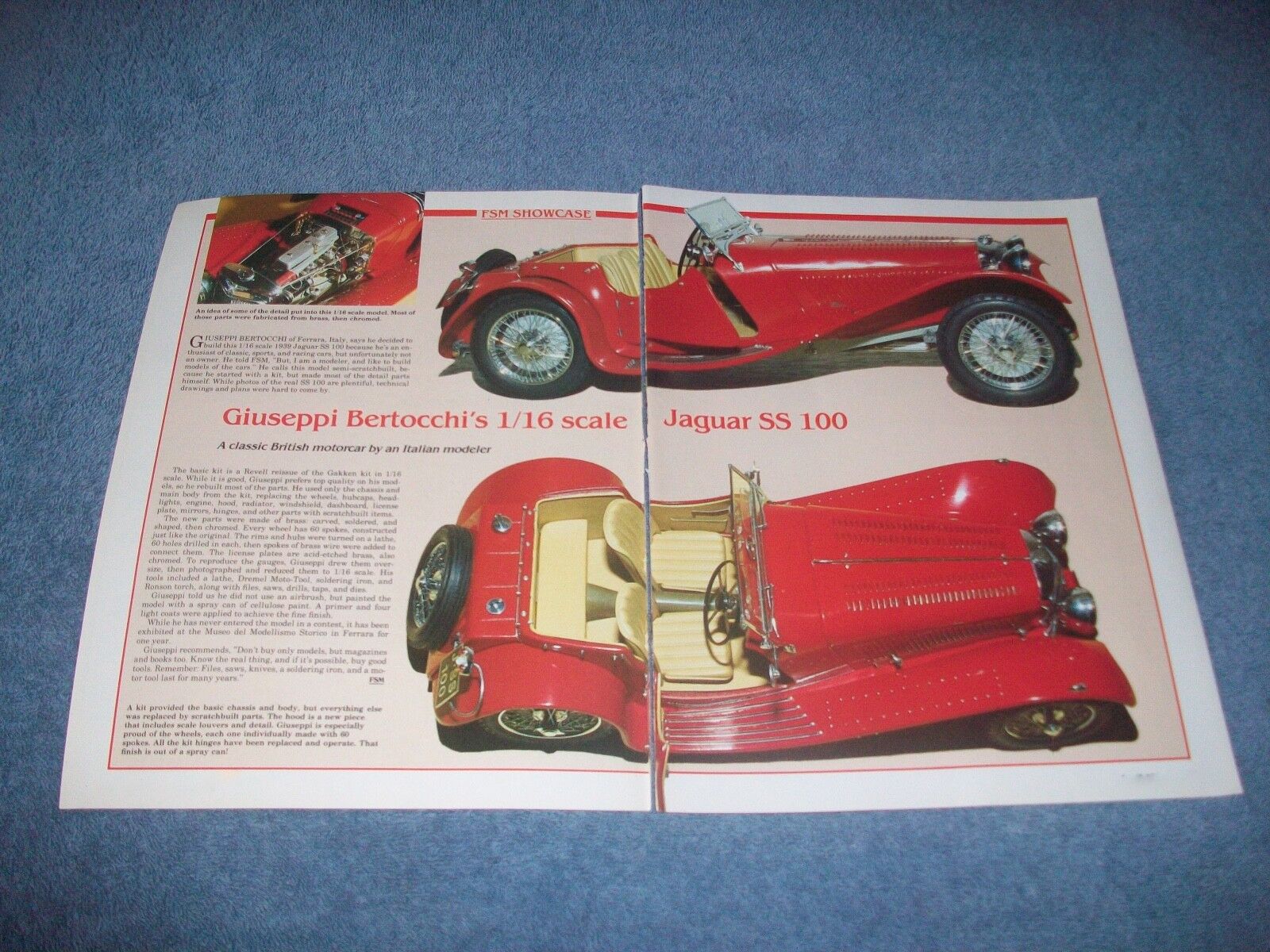 1939 Jaguar SS 100 1/16 Scale Build Highlight Vintage Article 