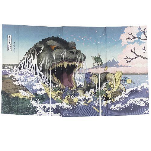 JAPANESE Noren Curtain UKIYOE Godzilla 55 x 89cm MADE IN JAPAN