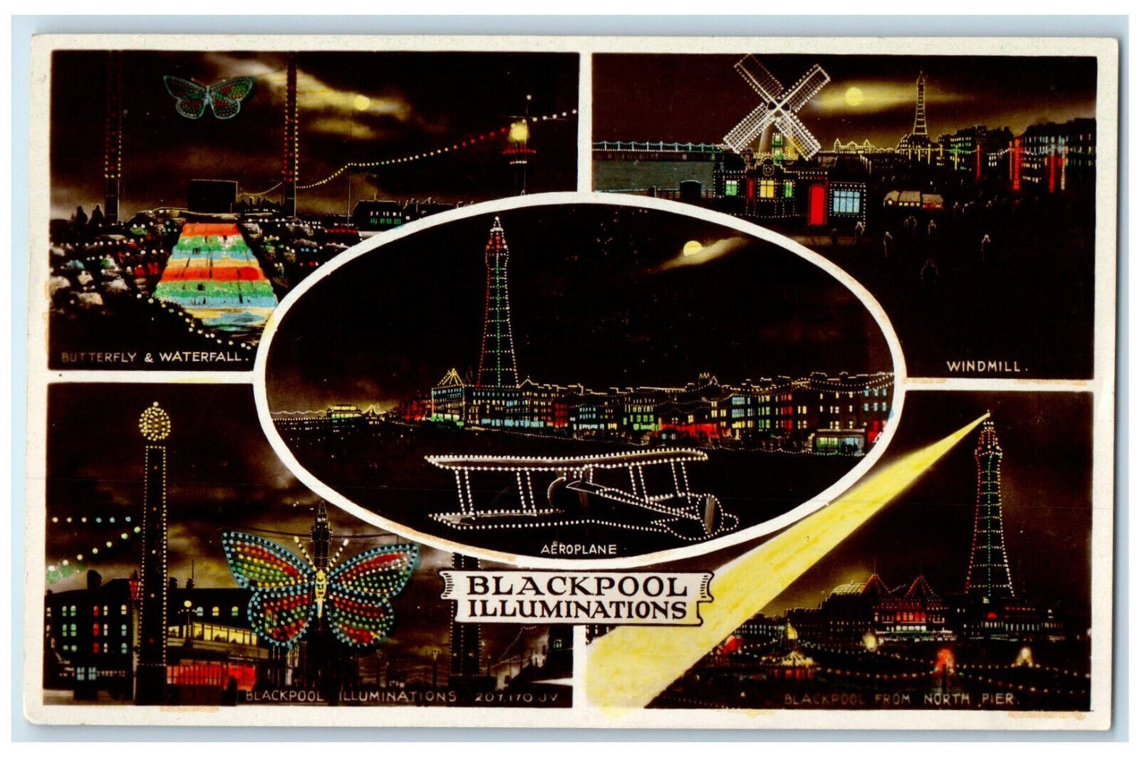 c1960\'s Blackpool Illuminations England Multiview Lancashire RPPC Photo Postcard