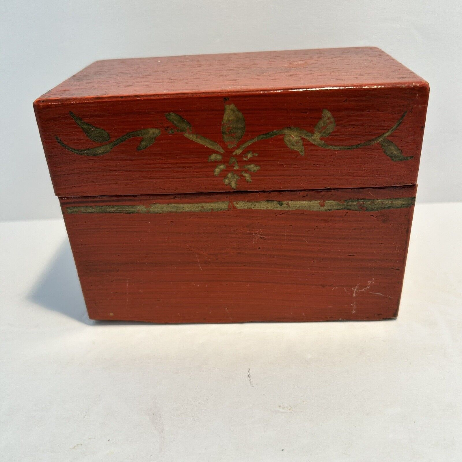 Vintage Weis Recipe Outfit Recipe Box Wooden Varnished Hinged Hand painted