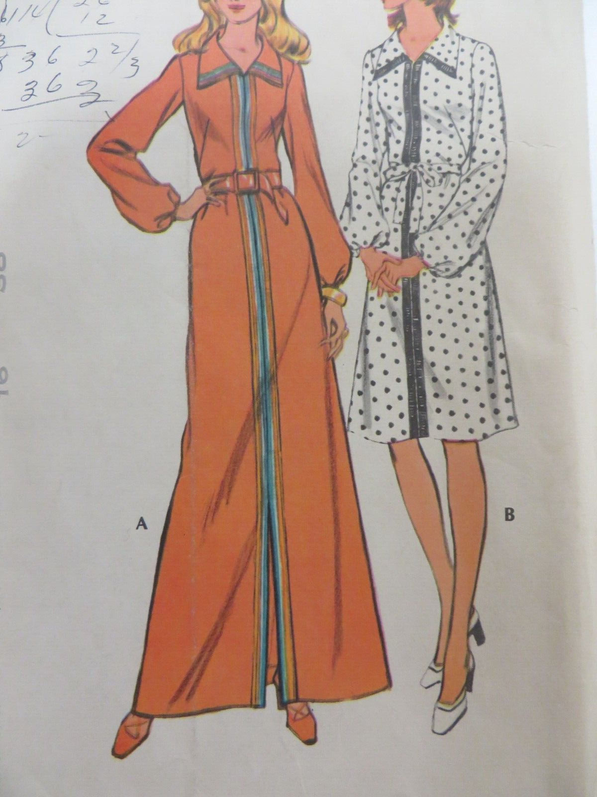 Vtg 70\'s McCall\'s 3126 LONG DRESS FRONT-VENT BACK-ZIP Sewing Pattern Women Sz 16