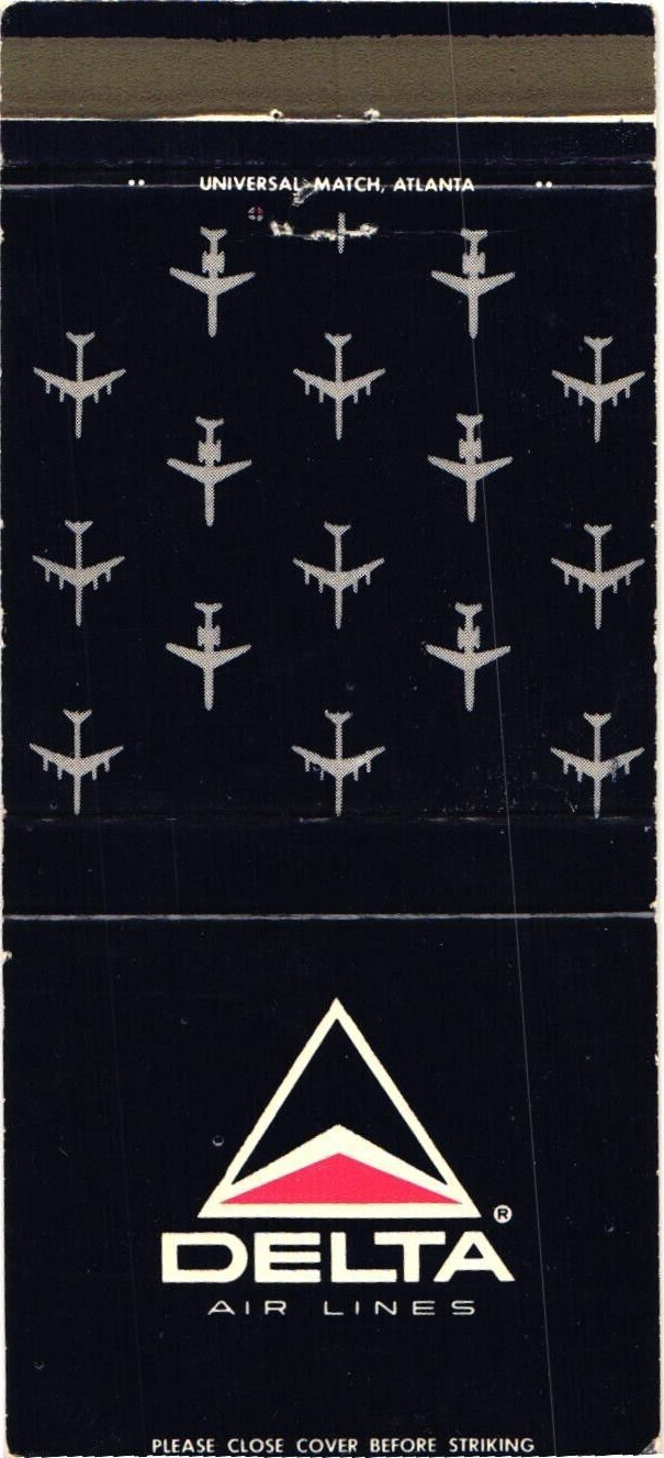Delta Air Lines Logo Airplanes Advertising Vintage Matchbook Cover