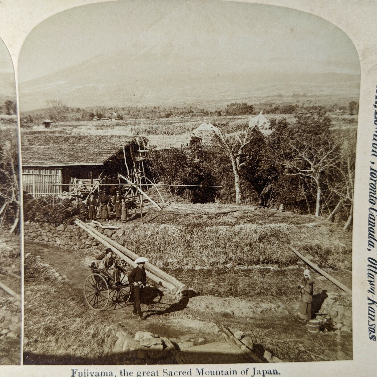 1896 Fujiyama, Japan Great Sacred Mountain Real Photo Stereoview Card Tribe V3