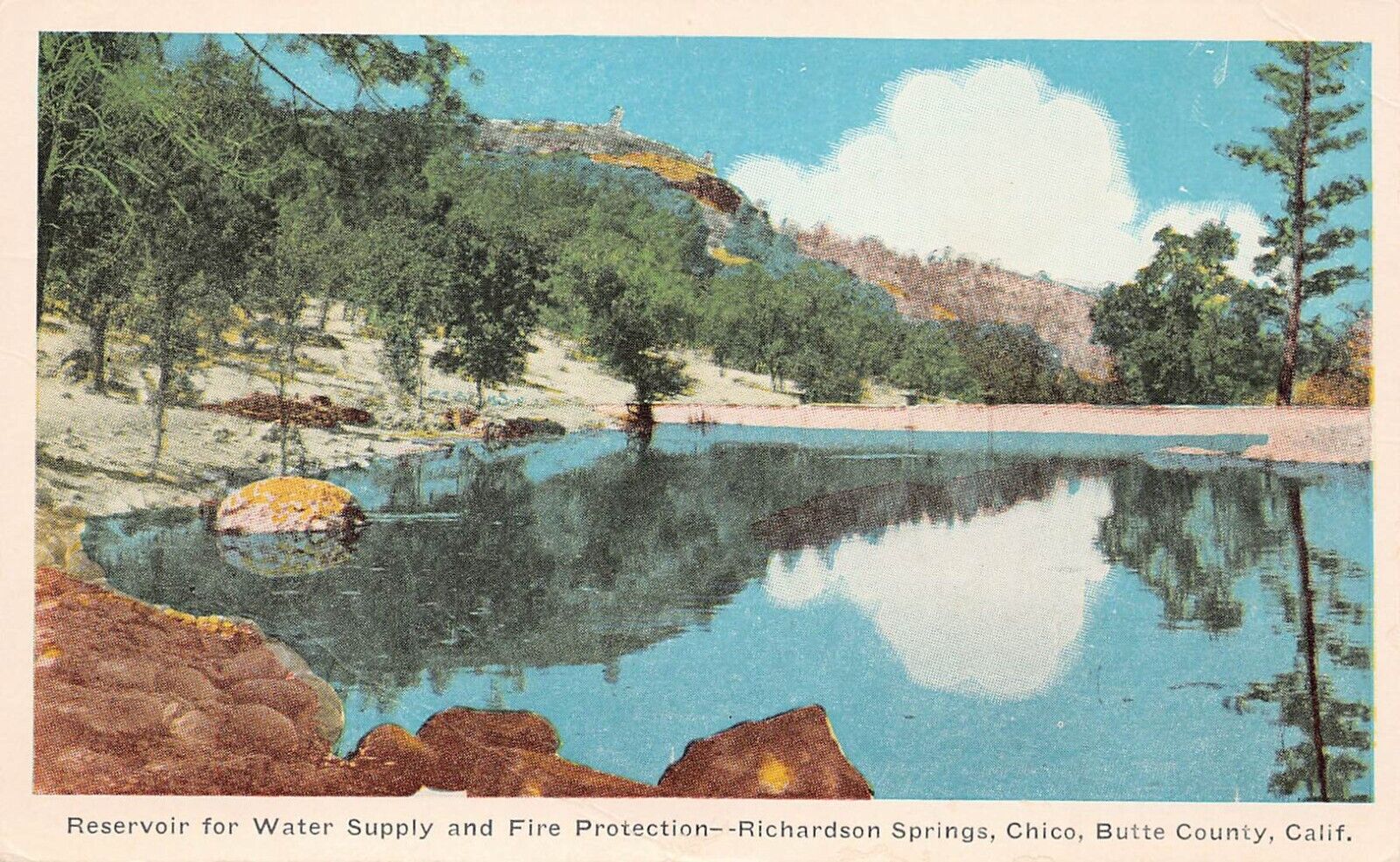Richardson Mineral Springs Chico CA California Water Reservoir Vtg Postcard C45
