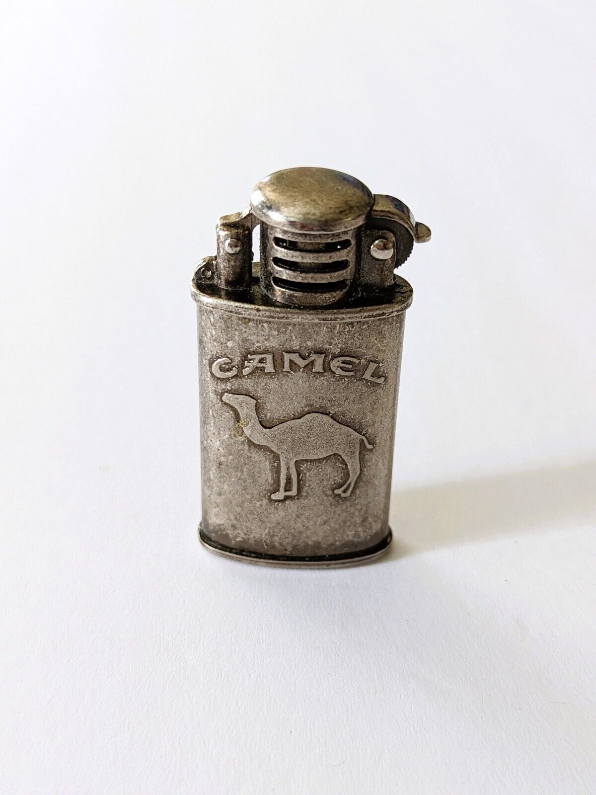 Vintage 90s Camel Pewter Finish Cigarette Lighter Tobacco Trench Style
