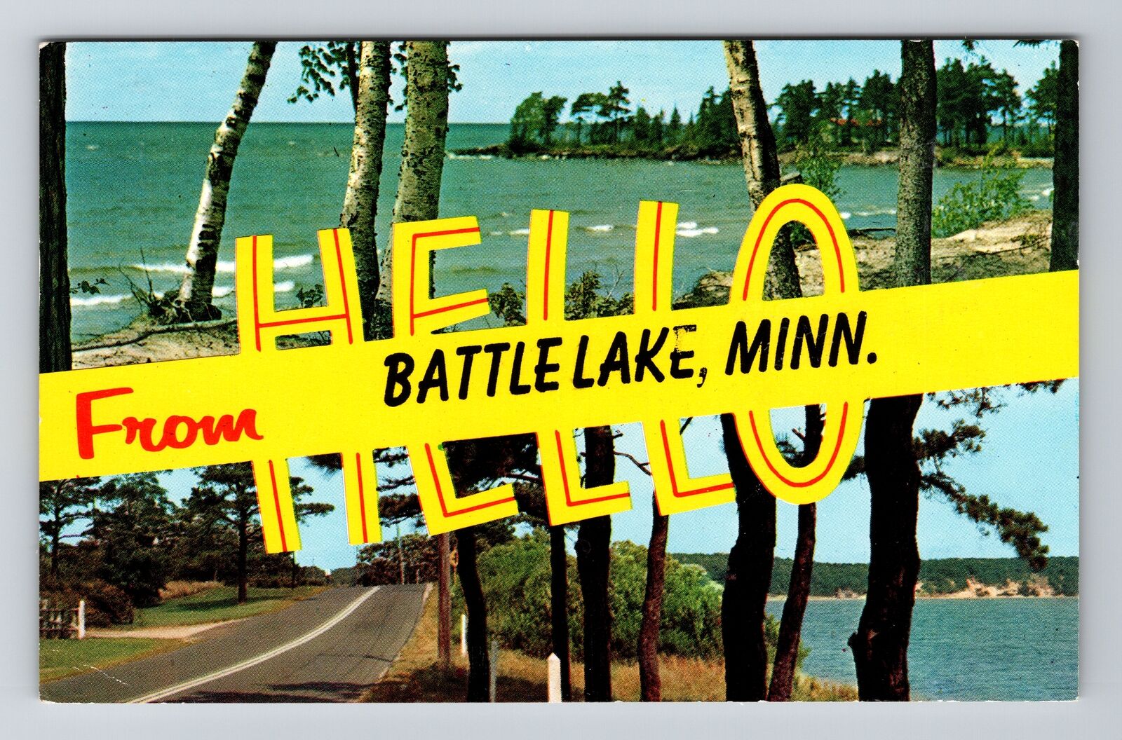 Battle Lake MN-Minnesota, Scenic Banner Greetings, Vintage Postcard