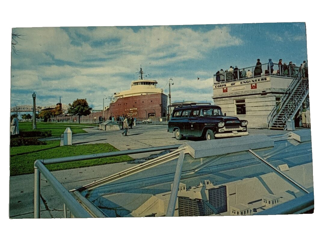 The American Soo Locks Sault Ste. Marie Michigan Postcard 1963 Unposted