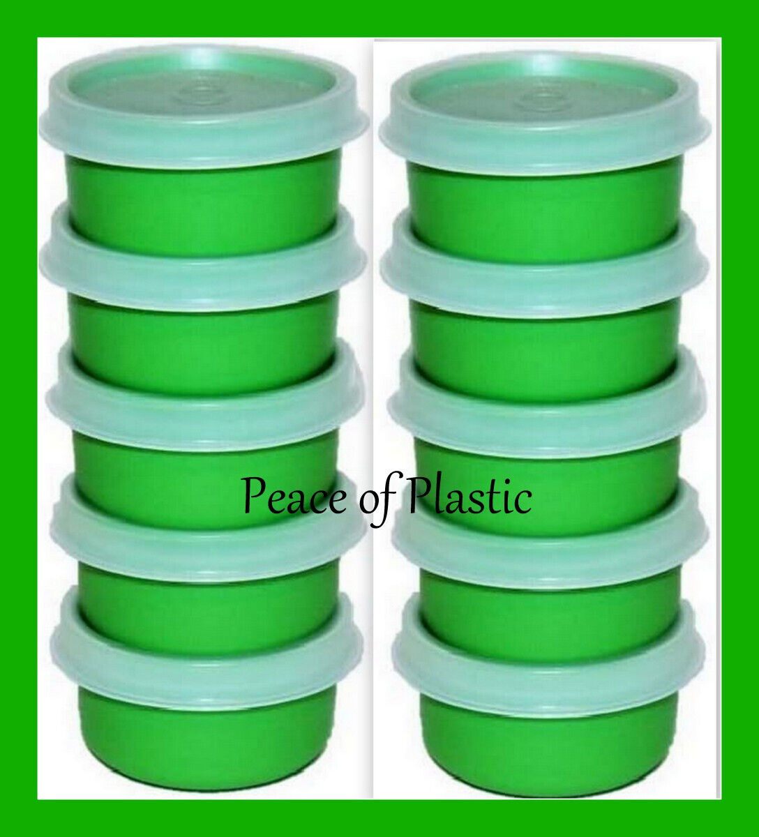 New Tupperware SMIDGETS Green w/Sheer Seals ~ Mini 1 oz Containers ~ Set of 10