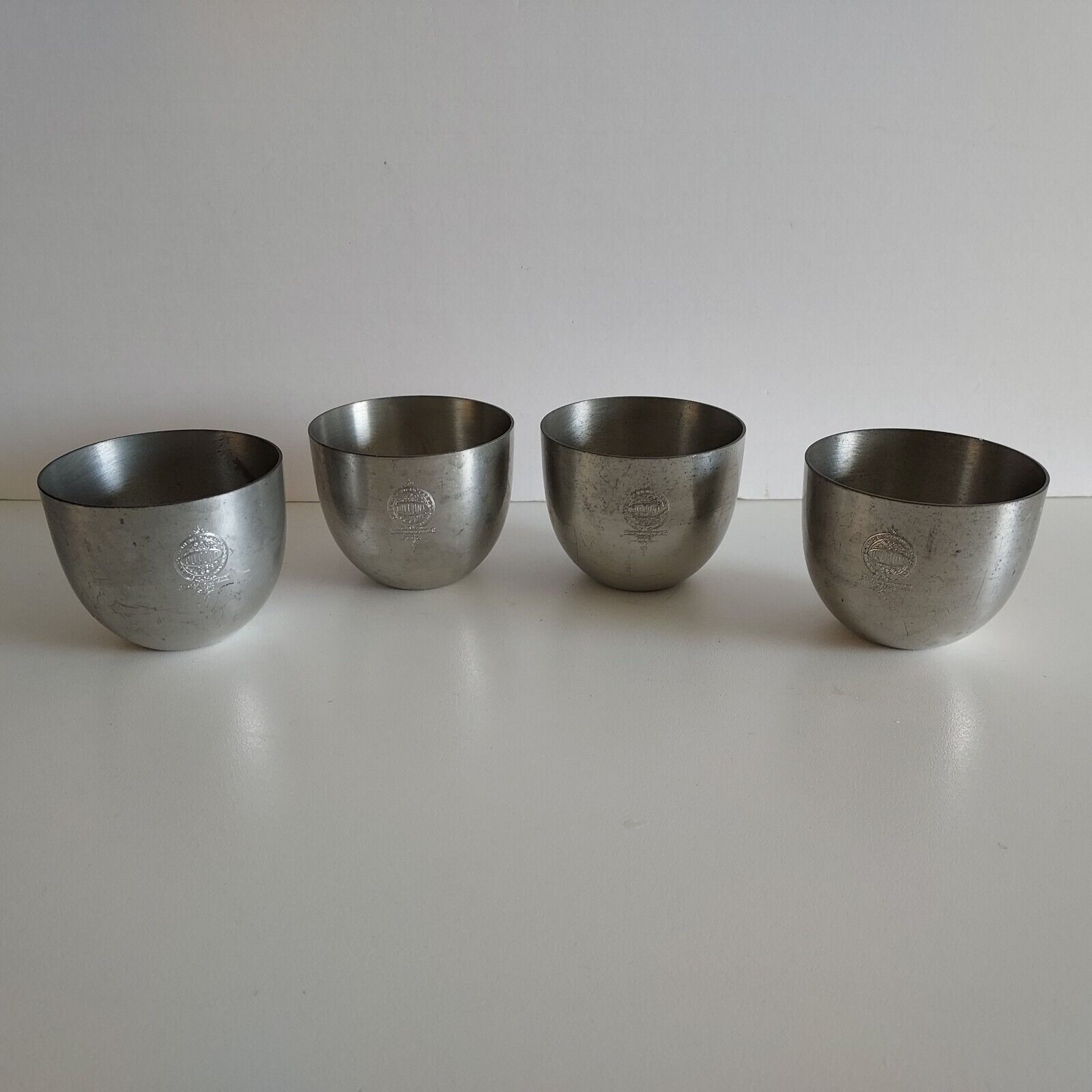 Set Of 4 Vintage Stieff Pewter P50 Authentic Reproduction Jefferson Cups