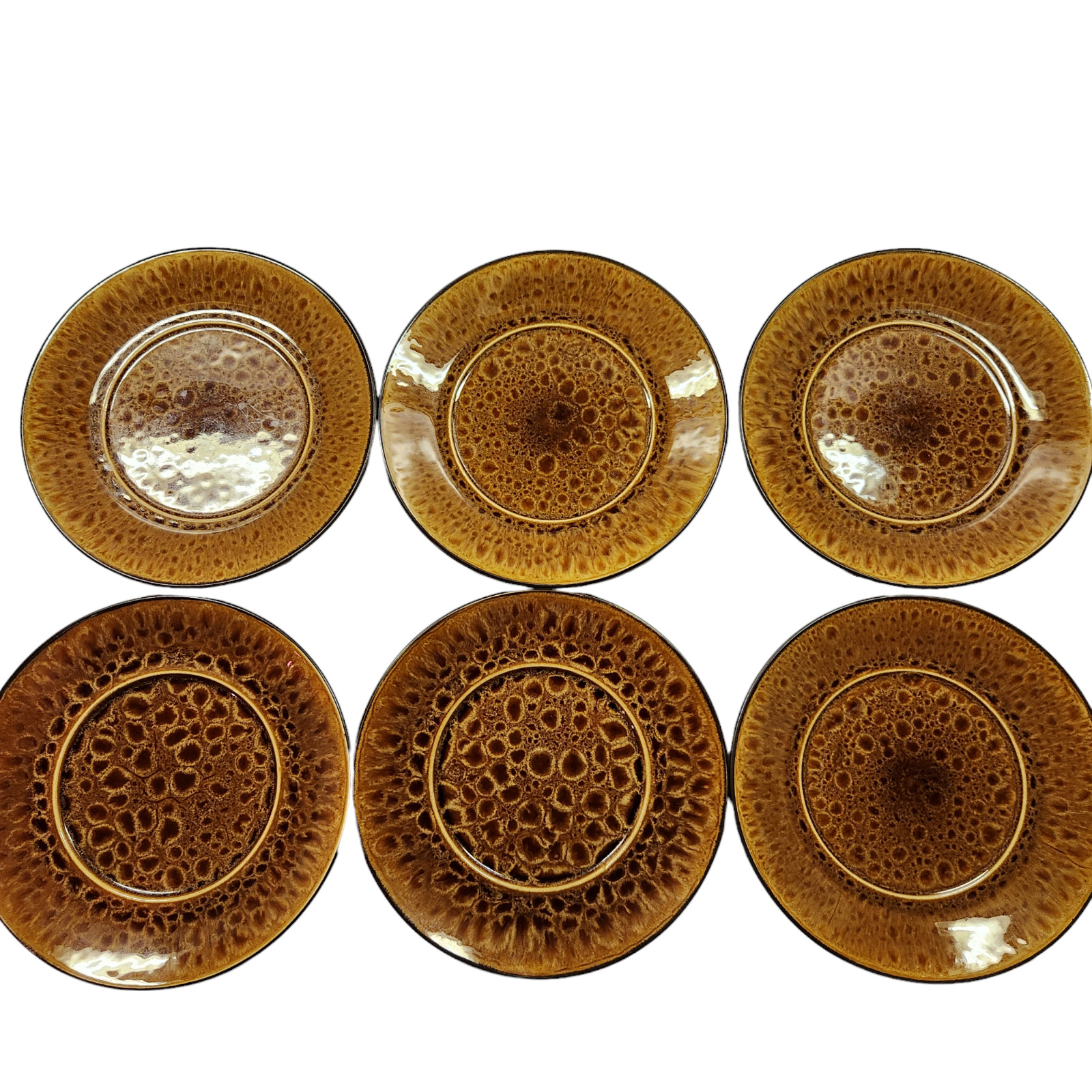 Home Trends Set of 6 Kashmir Leopard Brown 8.5 Inch Salad Plates Stoneware