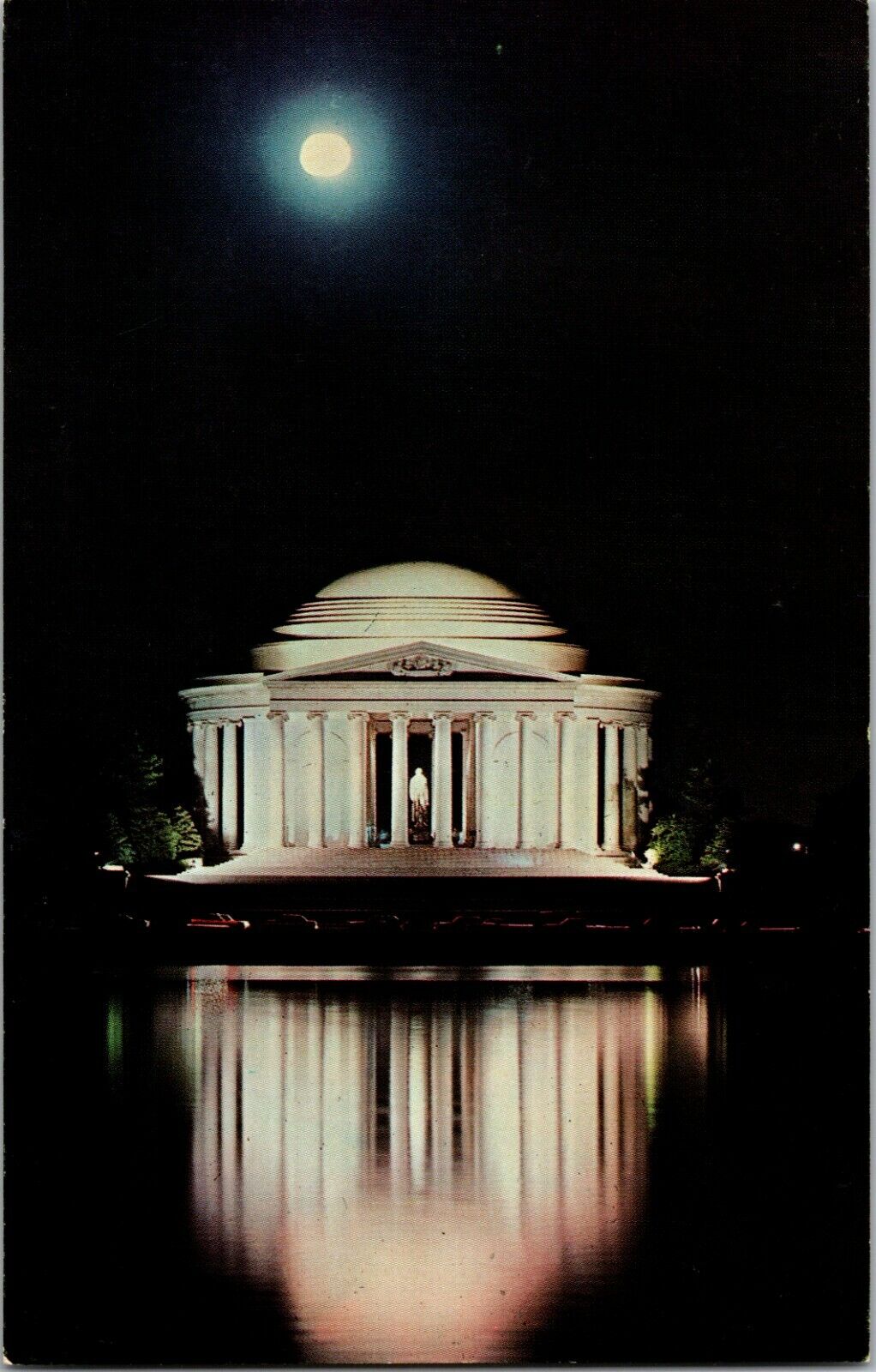 VTG Chrome Jefferson Memorial Reflection Full Moon Light  ~ Washington D.C.