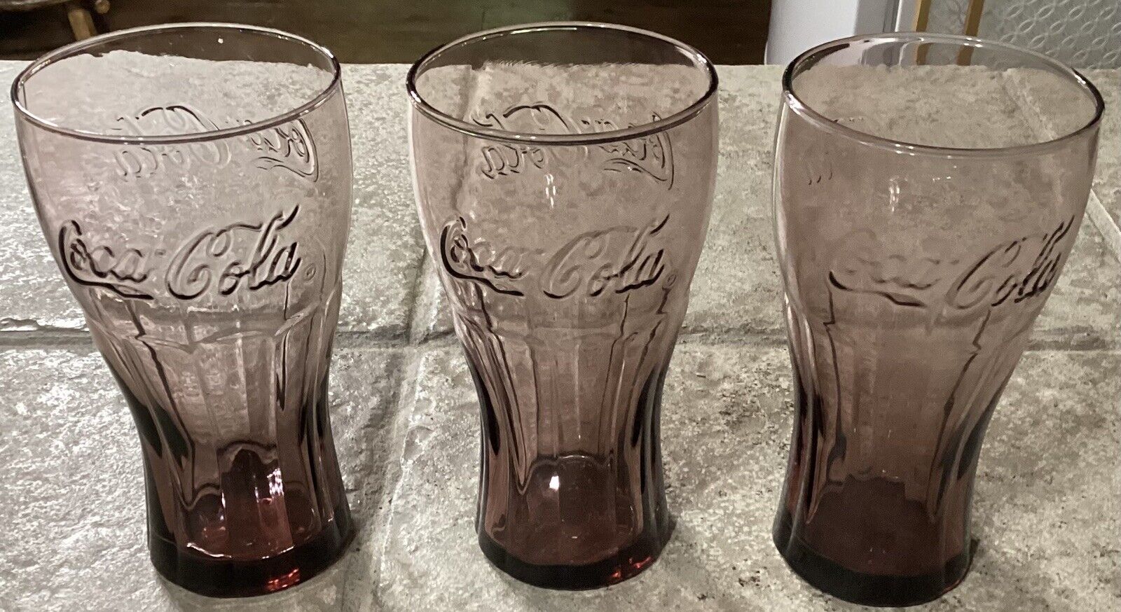 Set of 3 Vintage Libbey Coca-Cola Glasses ~ Amethyst Purple