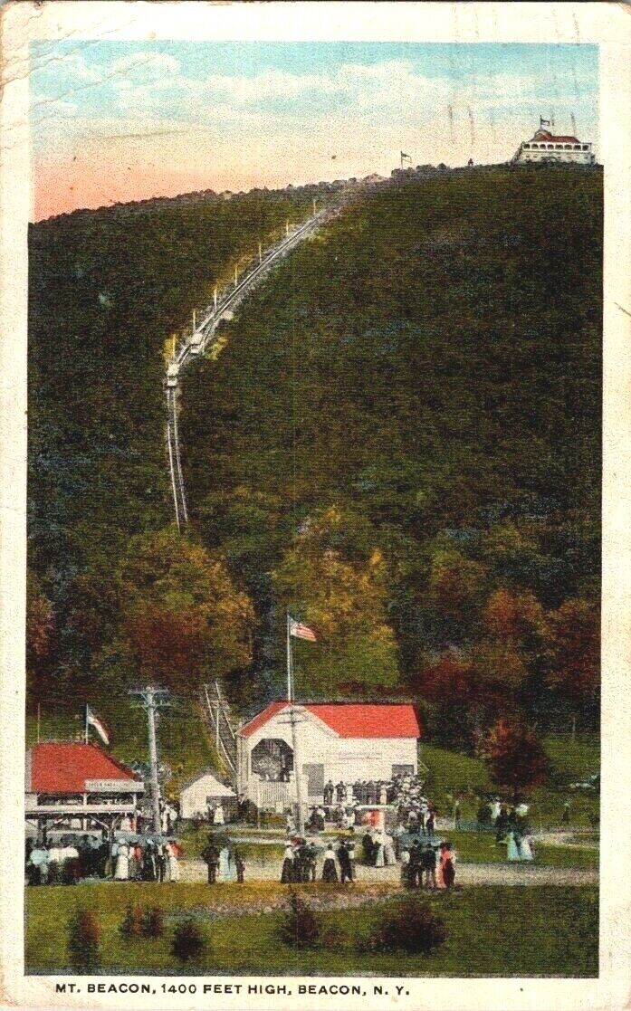 Postcard Beacon, New York~Mt. Beacon 1400 ft. High Trolley Ride Posted c1922