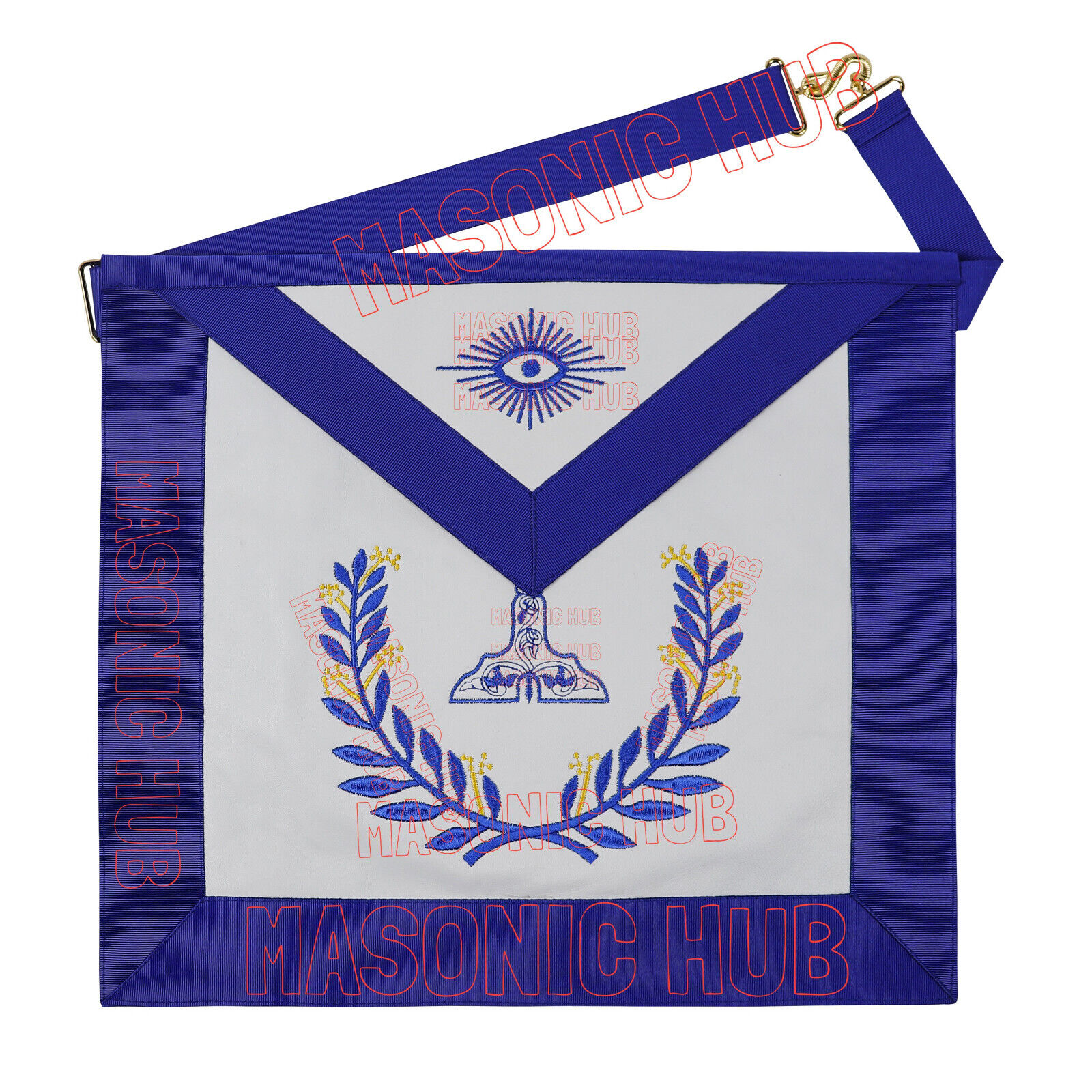 Masonic Regalia Blue Lodge SR. WARDEN Lambskin Aprons - MACHINE EMBROIDERY LOGO