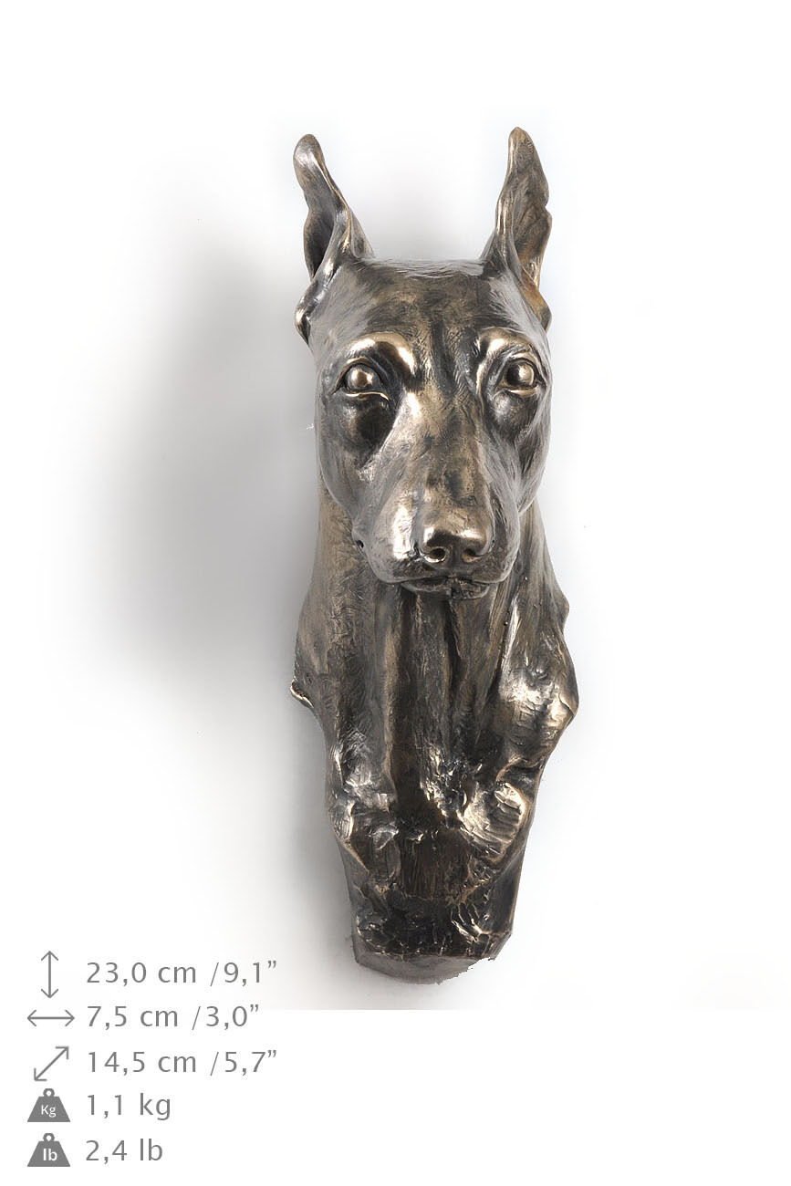 Miniature Pincher Statuette Hang An One Wall, Bronze, Type Dog