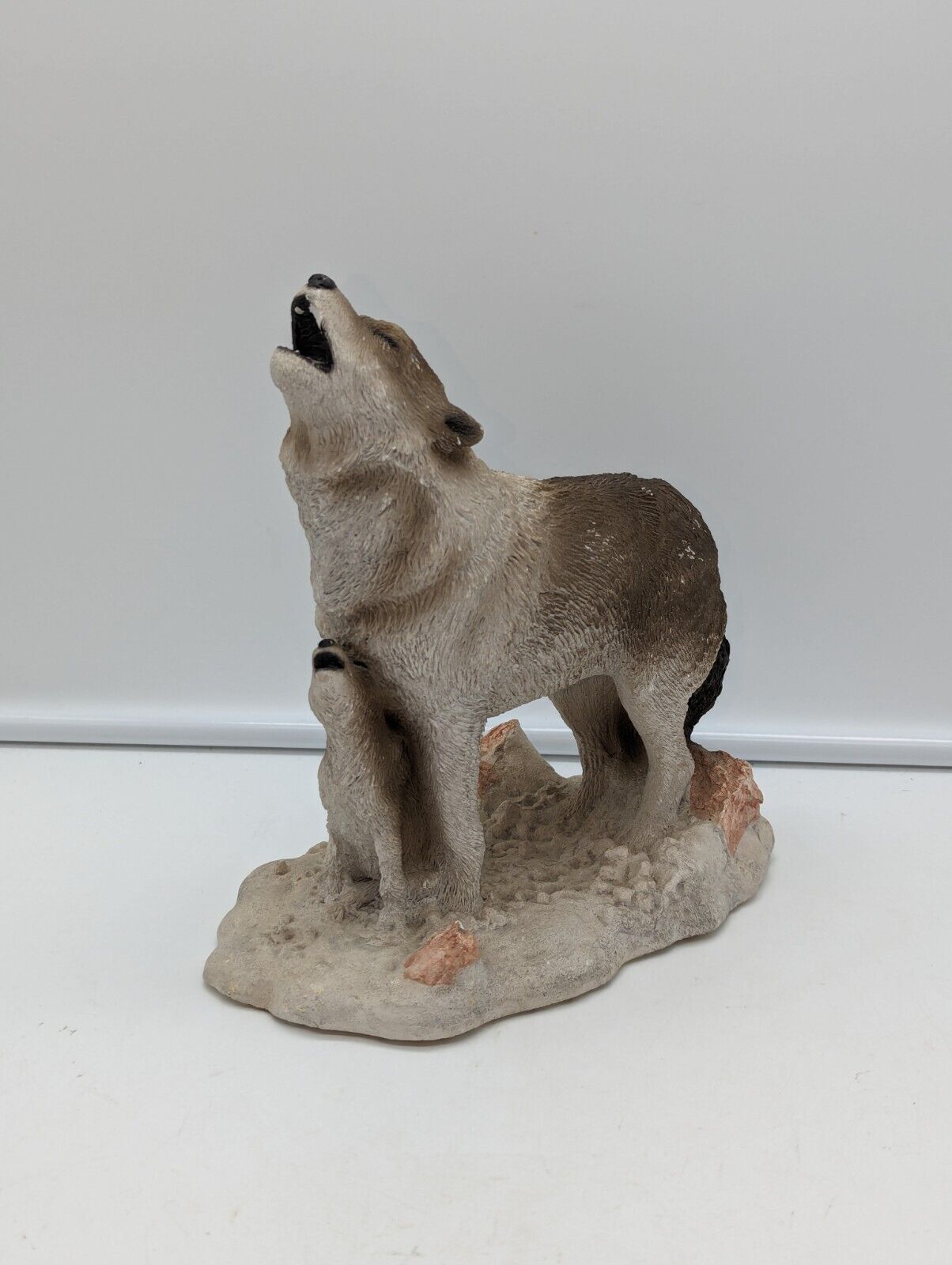 Vintage Howling Lessons Wolf and Cub Figurine Living Stone 1989 Statue