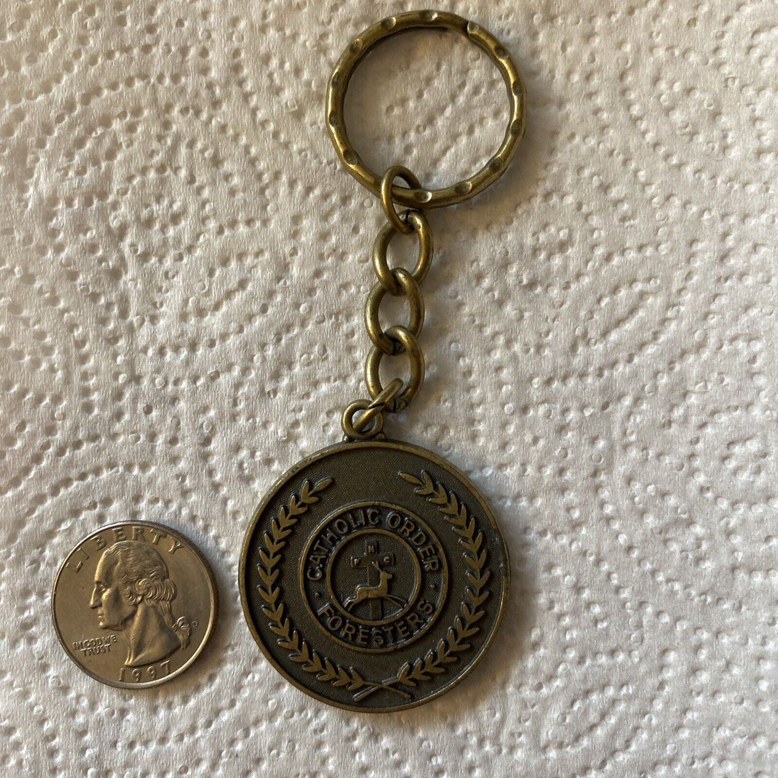 Catholic Order of Foresters Metal Key Chain 100th Year Anniversary 1883-1983