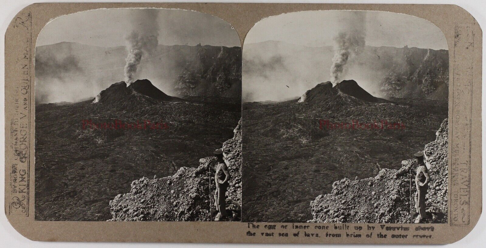 Erupting Volcano Vesuvius Italy c1905 Vintage Silver Stereo Photo P72L8n