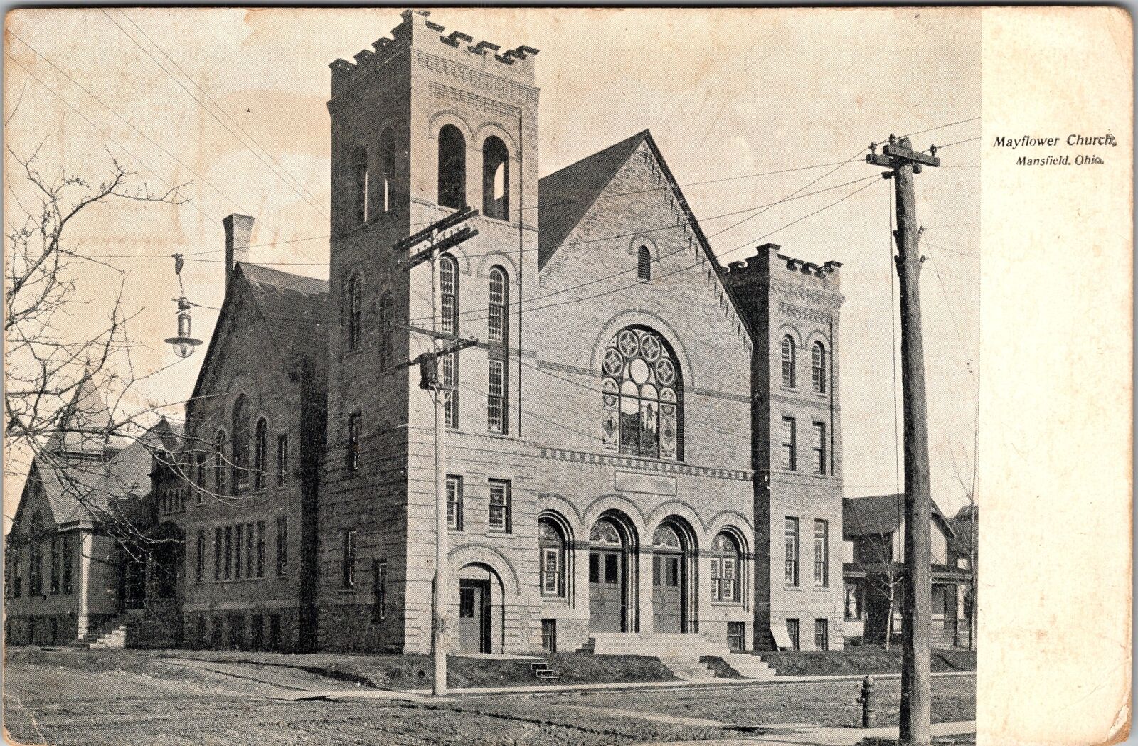 Mansfield OH-Ohio, Mayflower Church, c1911 Vintage Souvenir Postcard