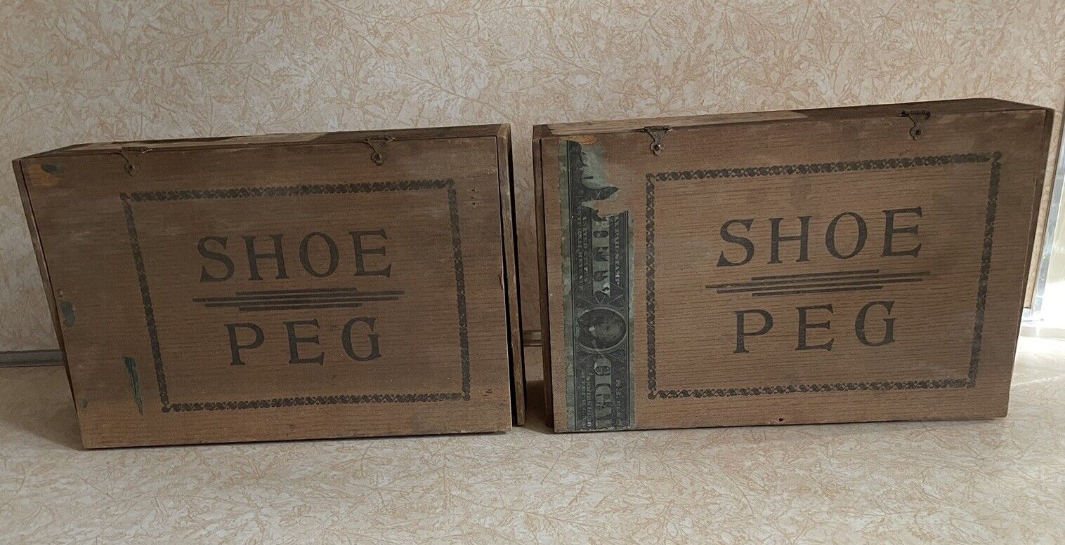 Set of two Vintage Shoe Peg Wooden Cigar Boxes
