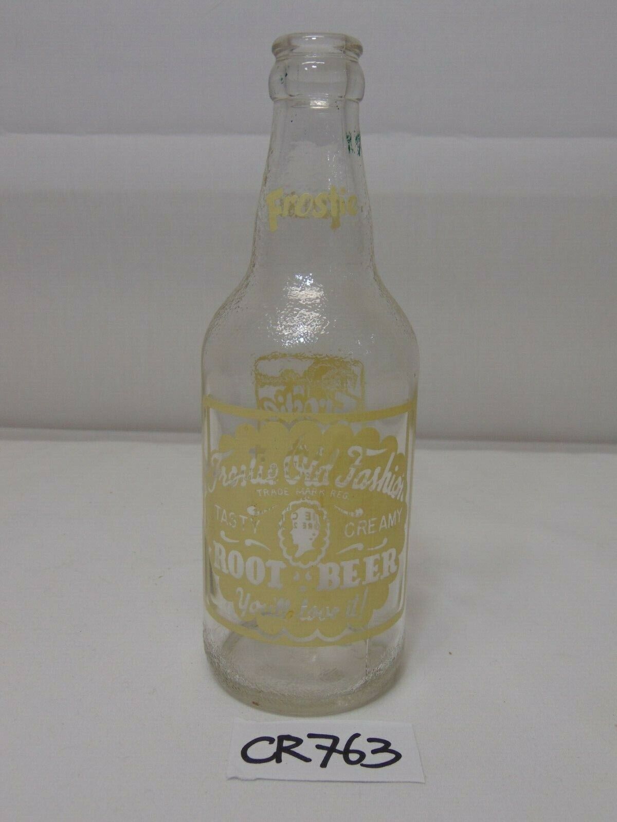 1957 ANCHOR HOCKING FROSTIE OLD FASHION ROOT BEER 12 OZ SODA BOTTLE BALTIMORE 28