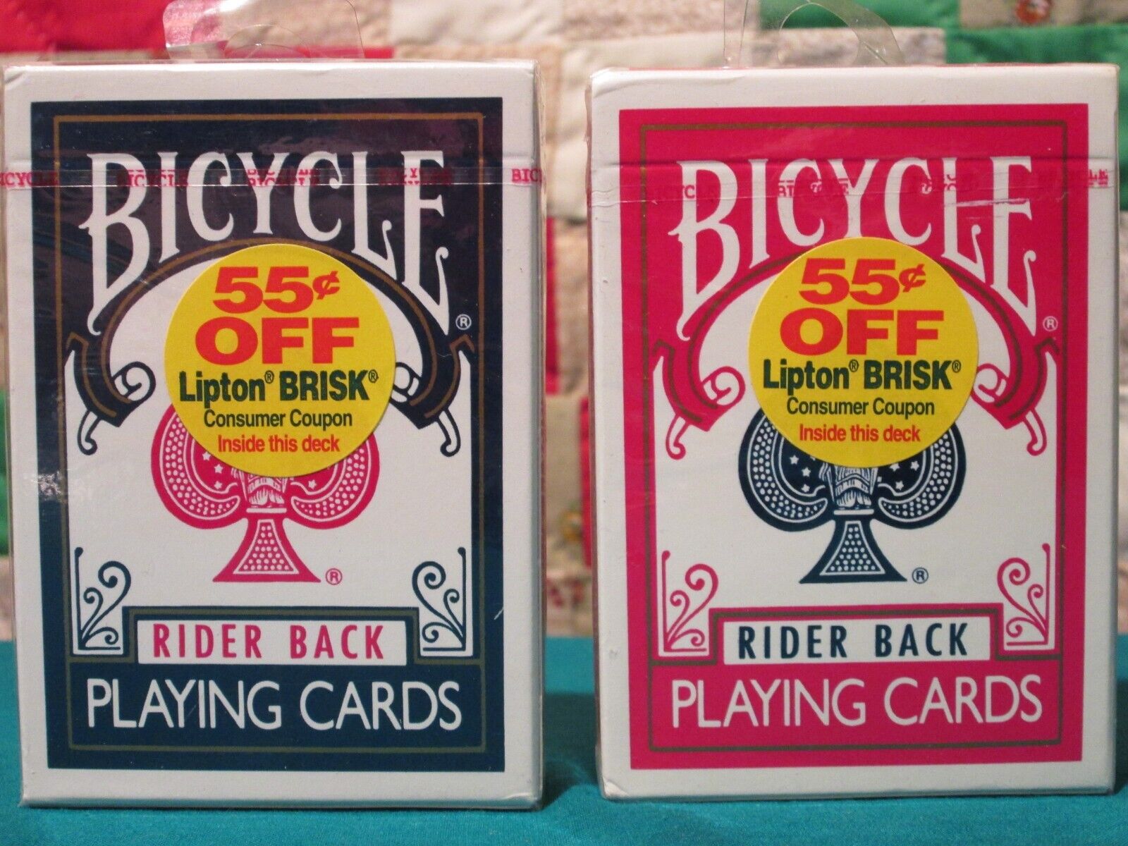Rare lot 2 Bicycle Poker 808 Rider Back Playing Cards Sealed Lipton Brisk USA