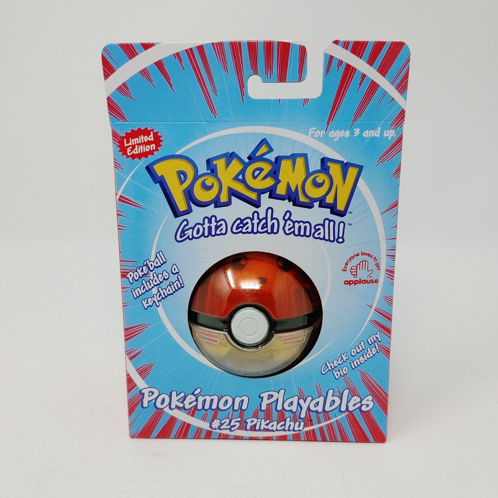 Pokemon Playables #25 Pikachu Pokeball and Keychain 1999 - New Sealed