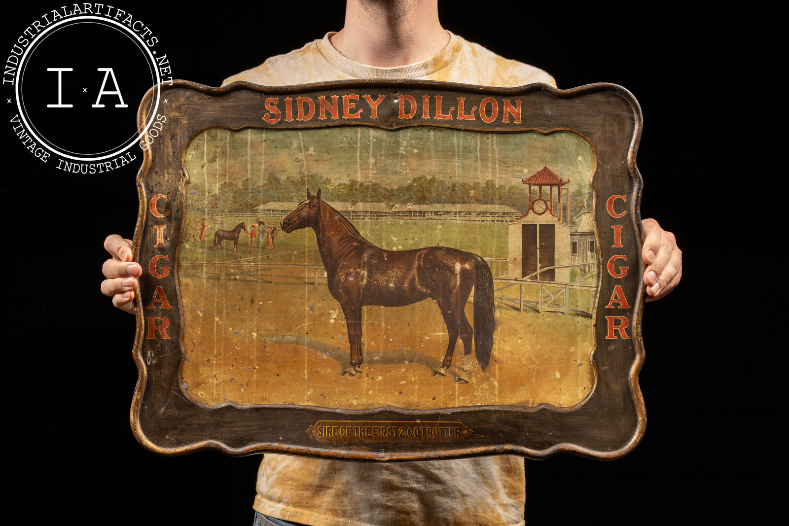 Early 20th Century Sidney Dillon Cigars Self-Framed Tin Litho Advertising Sign
