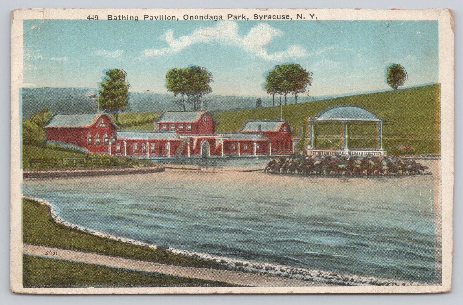 Vtg Post Card Bathing Pavilion, Onondaga Park, Syracuse, N.Y. I187
