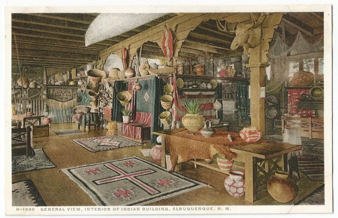 Albuquerque New Mexico NM ~ Indian Building Interior ~ Fred Harvey c.1918 #3