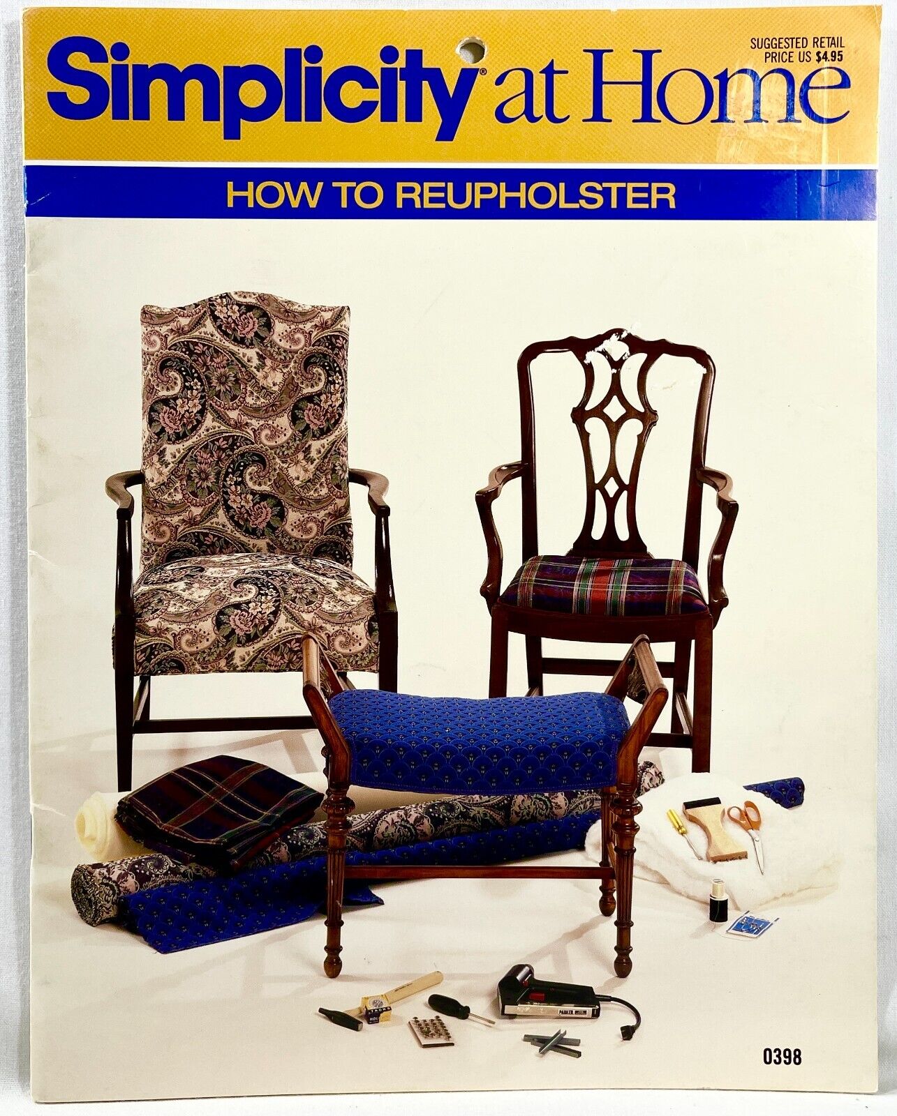 1992 Simplicity How To Reupholster 0398 Instruction Book SC Illus Vintage 13567