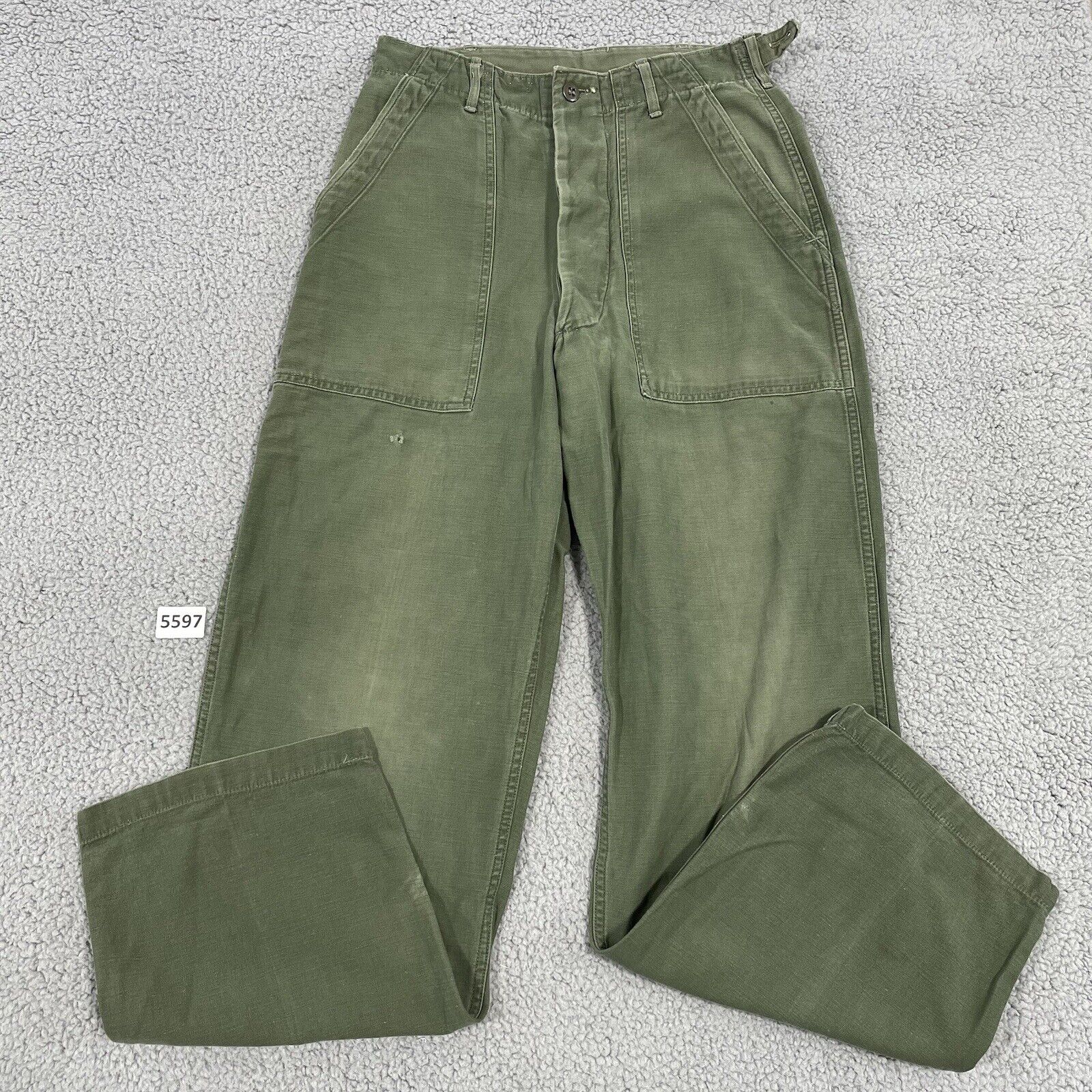 Vintage 1948 OG-107 Sateen Utility Pants Size 27 x 30 Military Green Trousers