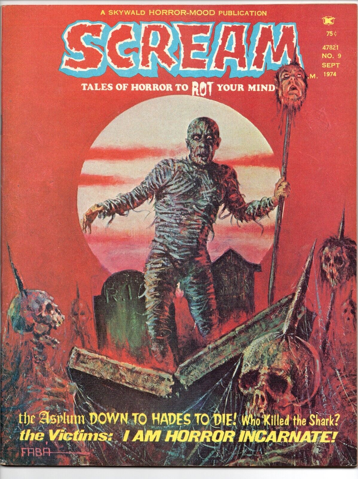 SCREAM #9 Sept. 1974 E.A.Poe, Suso US comic book SKYWALD HORROR MOOD magazine VF