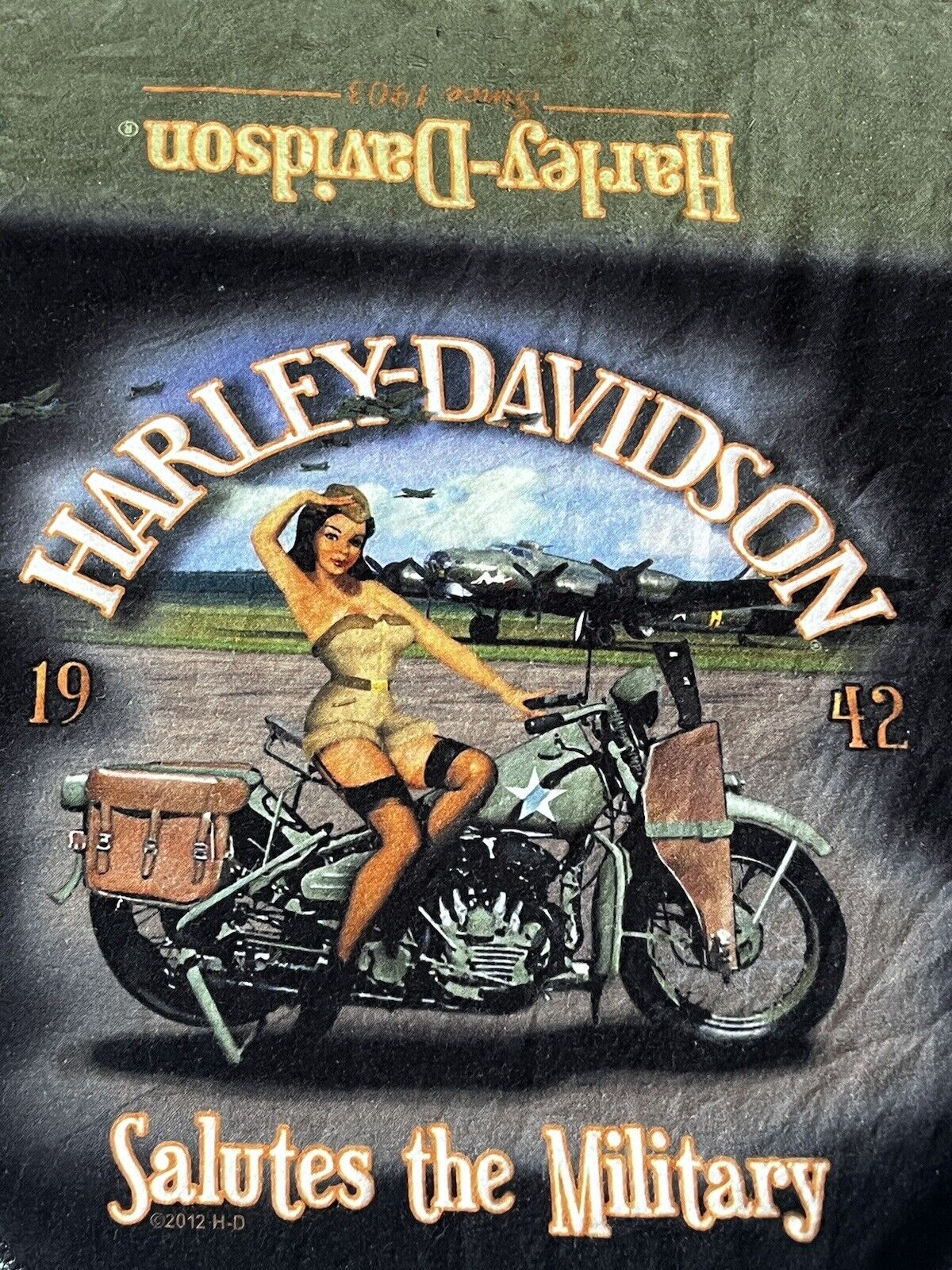 Vintage Harley Davidson Hankerchief 20x20 Bandana Square Military Scarf USA Made