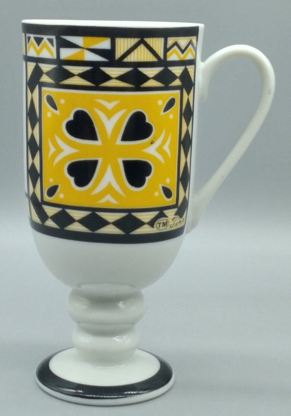Vintage Royal Crown Smugmugs Pedestal Black/Yellow Mug