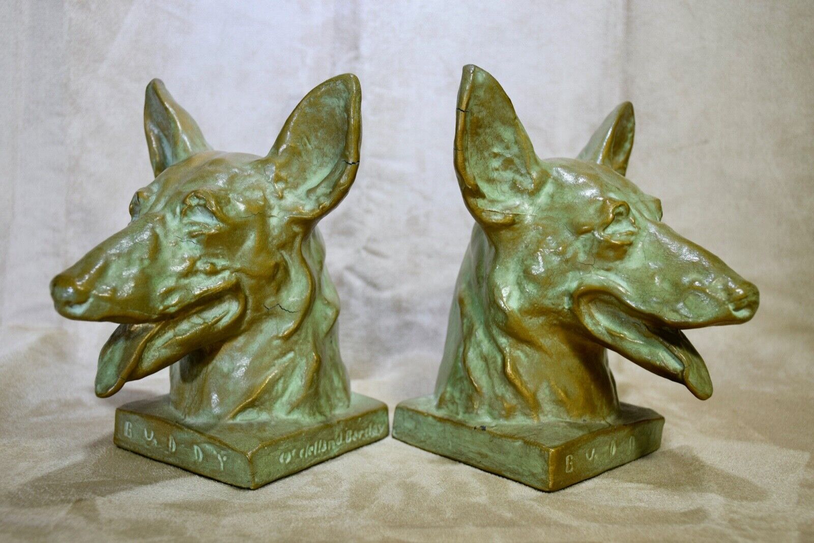 VINTAGE McCLELLAND BARCLAY SEEING EYE DOG FOR THE BLIND BOOKENDS - THE REAL DEAL