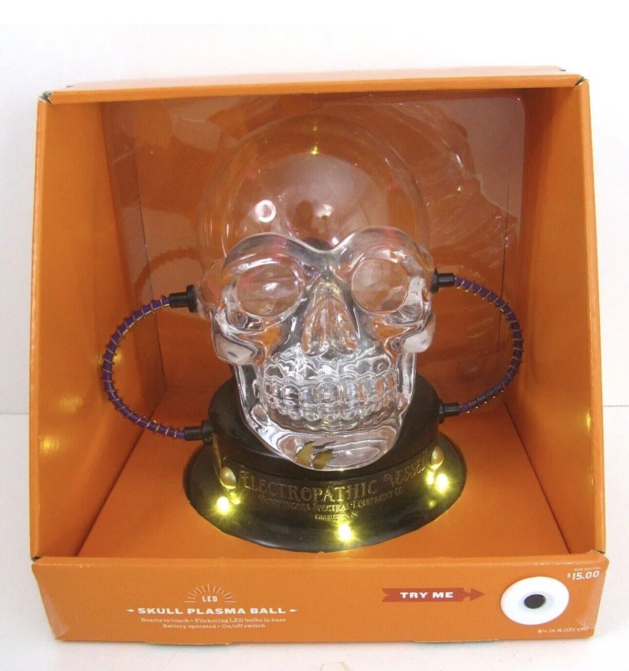 Hyde & EEK Halloween Target LED Skull Plasma Ball Spooky Decor Electrophatic