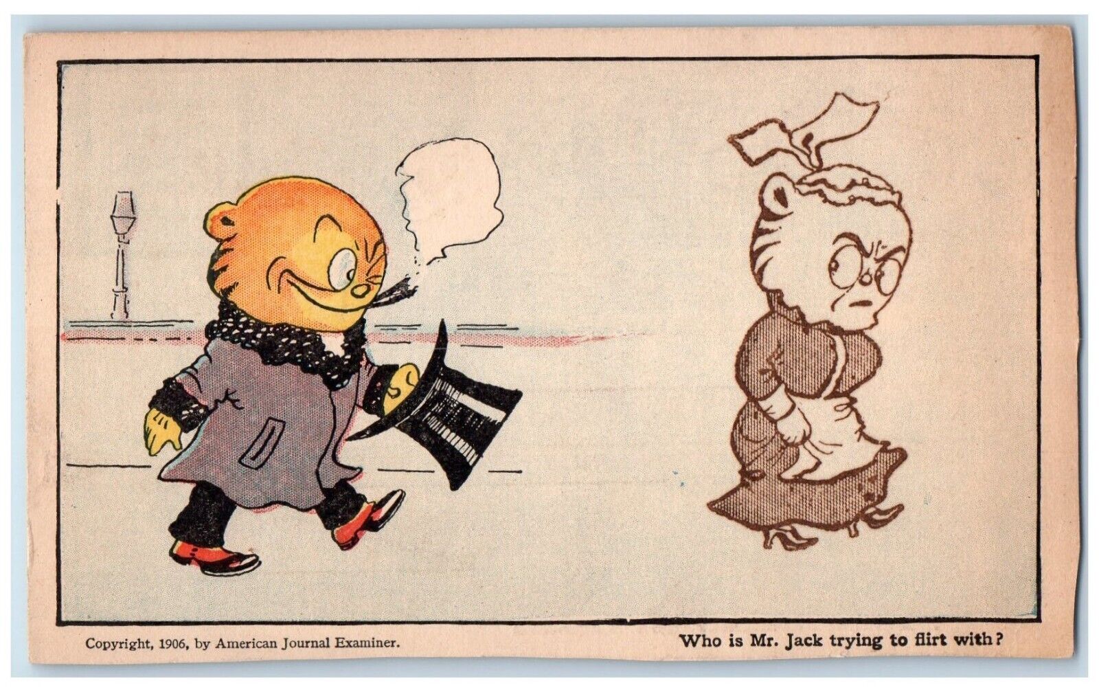 c1905 Mr. Jack Cigarette Smoke Woman Heat Up American Journal Antique Postcard
