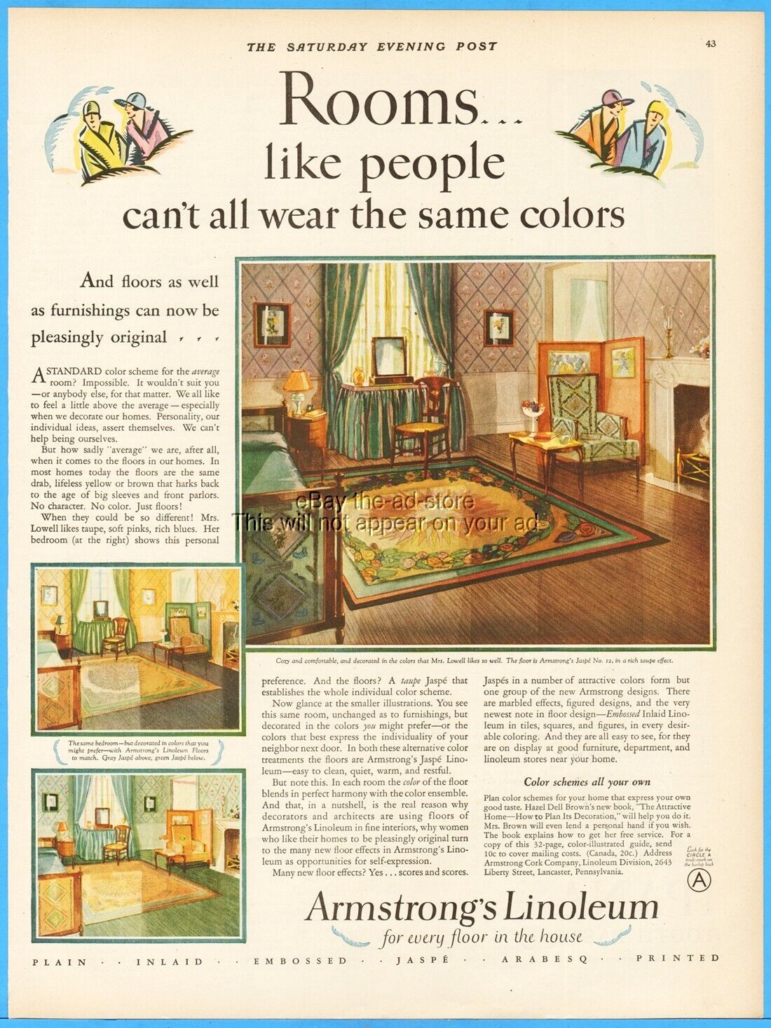 1927 Armstrong\'s Linoleum Floors Antique Flooring Decor Vintage 1920\'s Print Ad