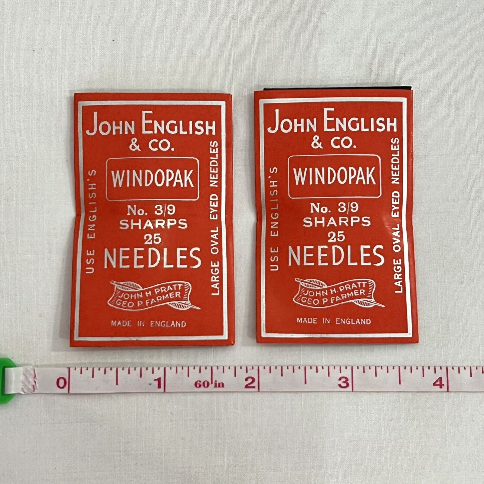 2 Packs (qty 50) 1940s Vintage Sewing Needles Sharps John English & Co Size 3/9
