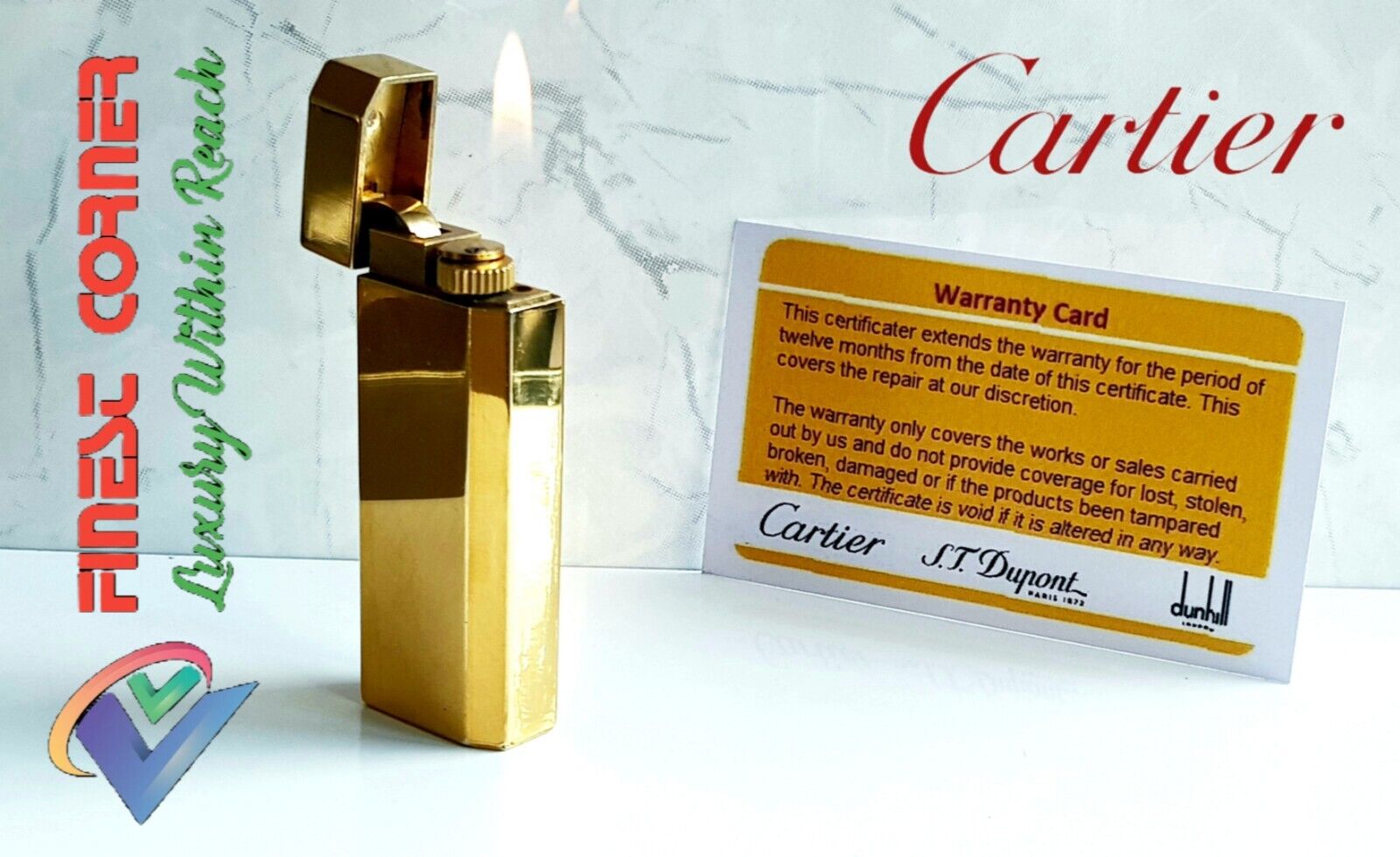 Cartier Lighter Rare Gold Must De Overhauled Serviced Warranty Ex Condition Q4