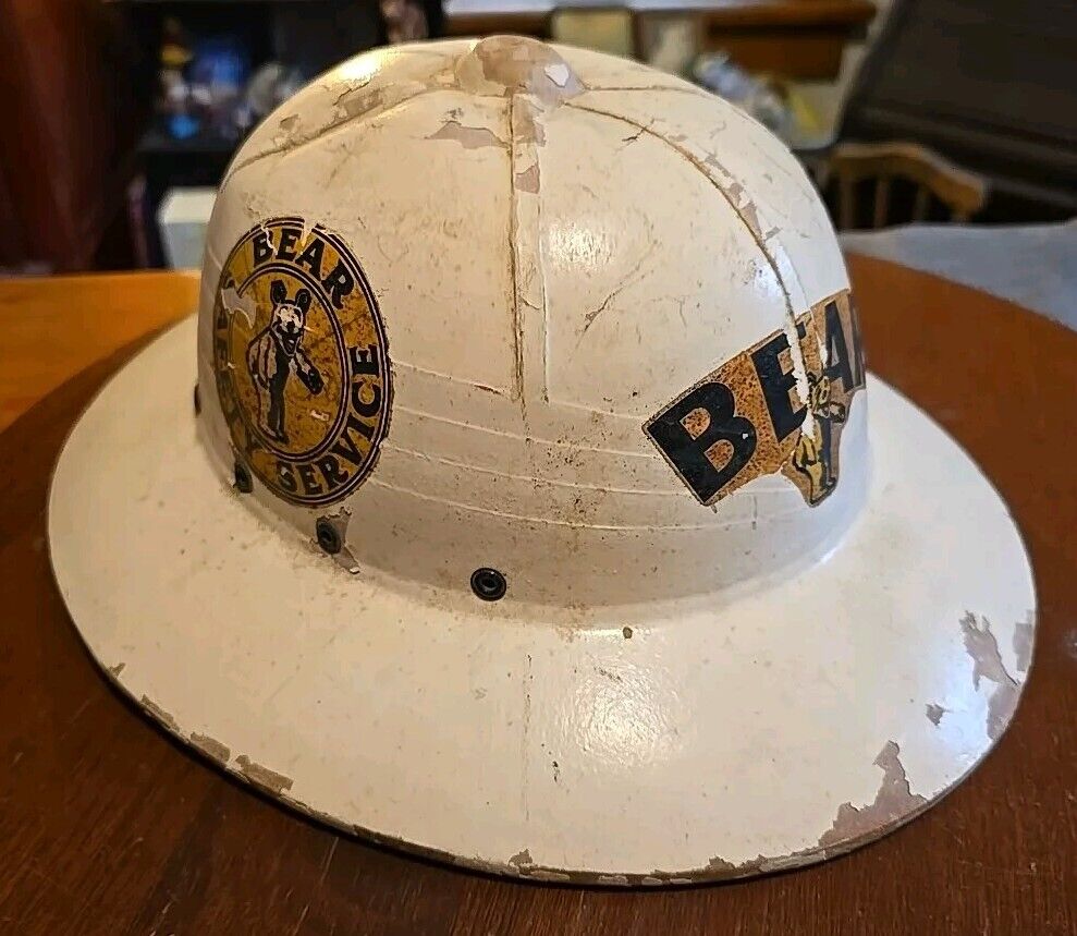 Vintage Bear Safety Service Hard Hat - Racing Pit Crew Helmet Indy 500