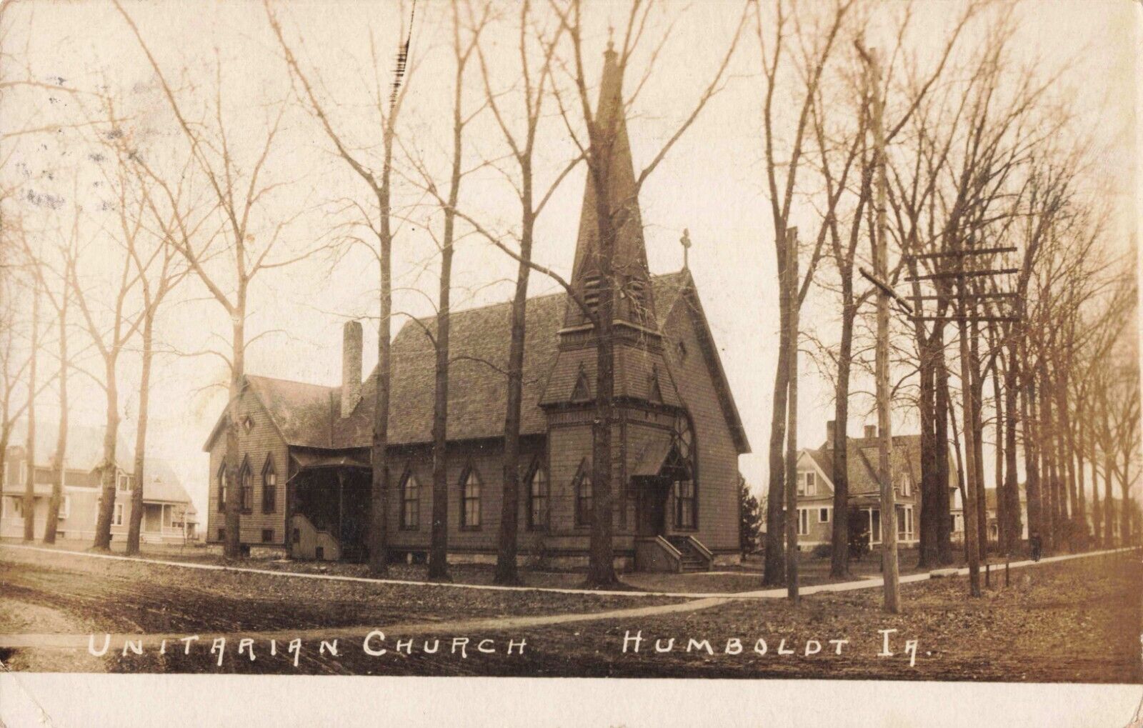 Unitarian Church Humboldt Iowa IA 1909 Real Photo RPPC