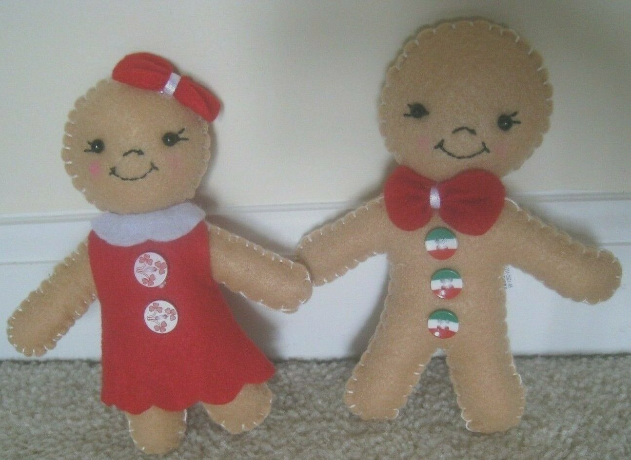 Ashland Gingerbread Couple Felt Christmas Ornaments-Set of 2;Great for XMAS Tree