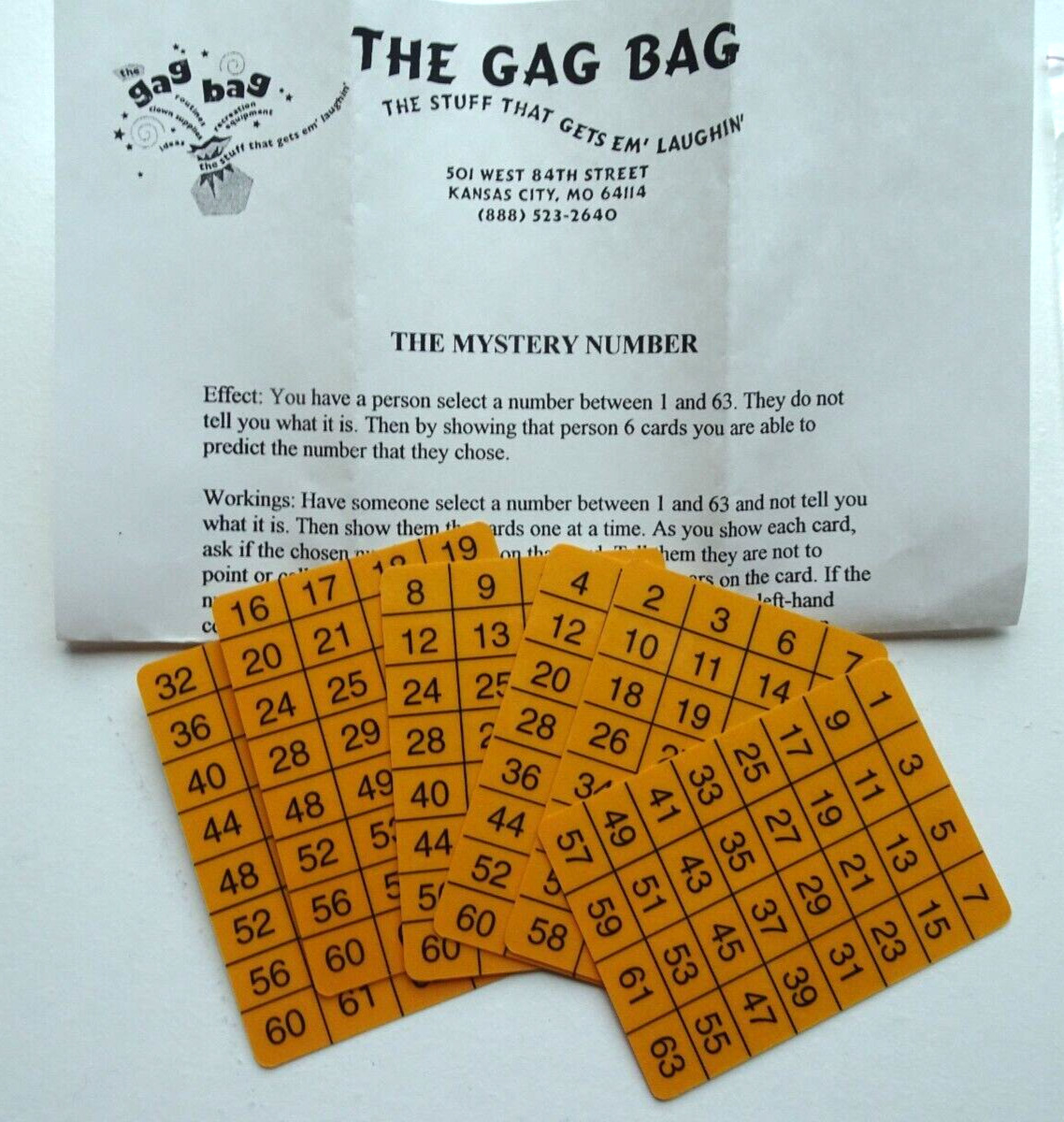 MAGIC - The MYSTERY Number by the GAG BAG Laminated w/instructions