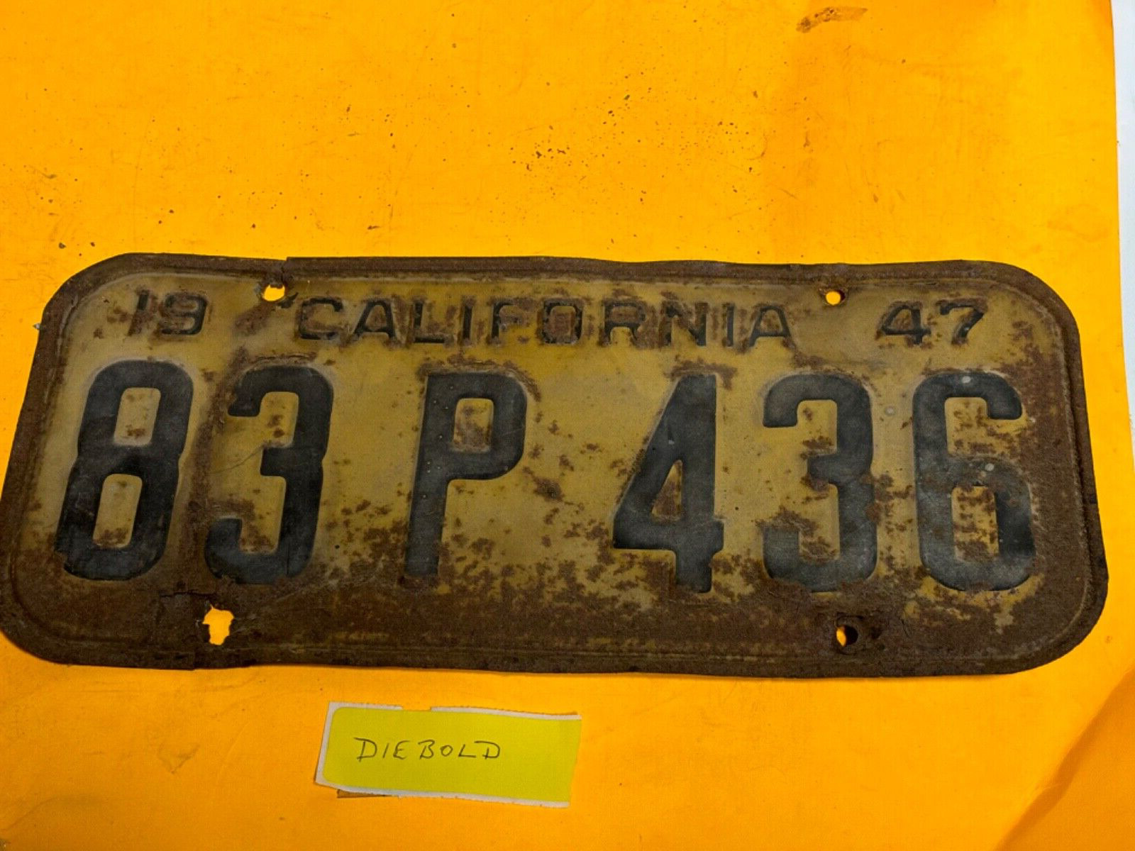 1947 California License Plate  83 P 436