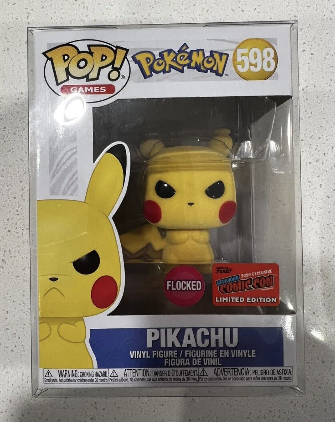 Funko Pop Pokemon #598 Pikachu Flocked 2020 Fall Convention Limited Edition